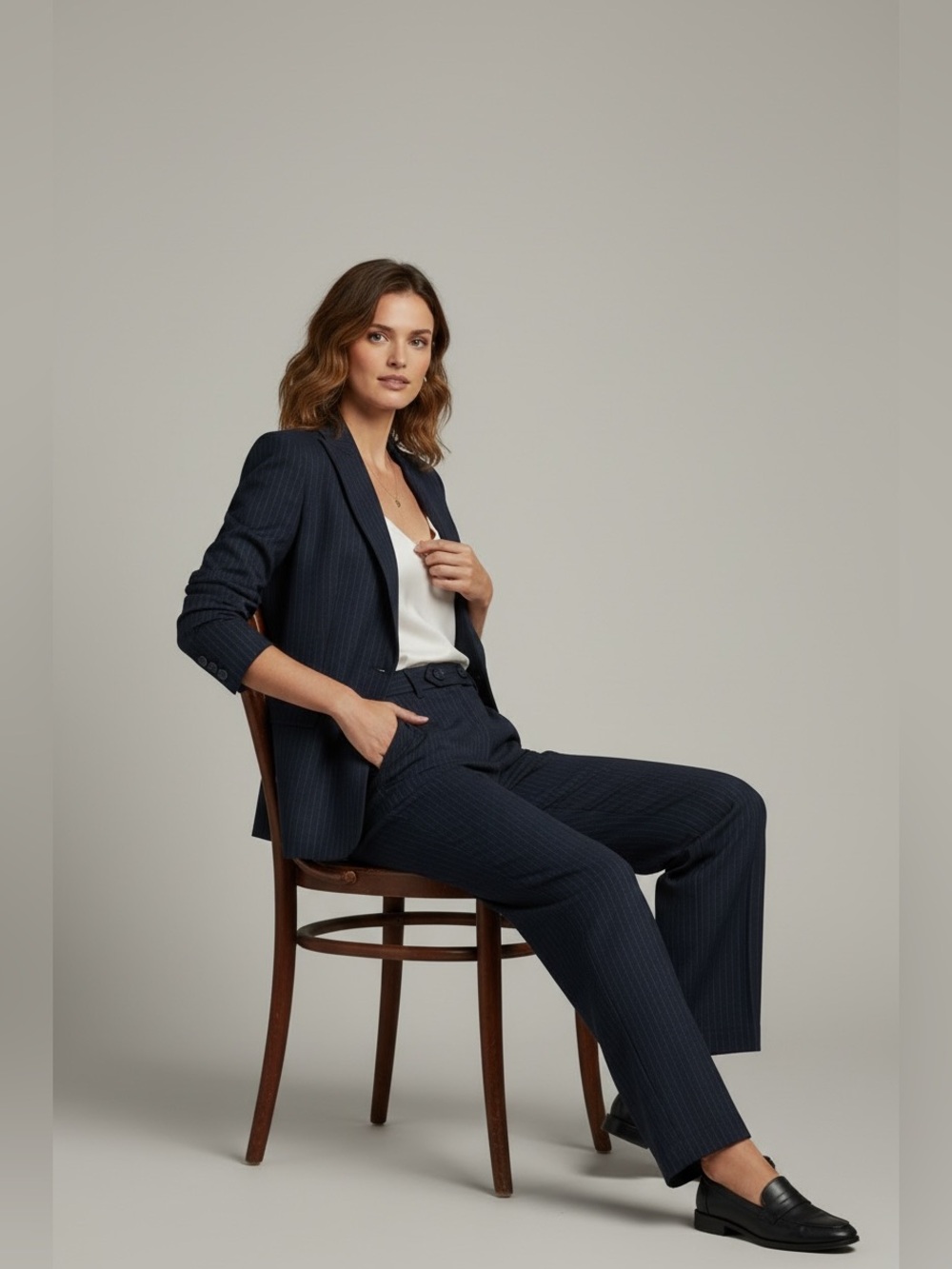 Tommy Hilfiger Navy Pinstripe Women's Suit Pants